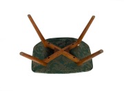 FEATHERSTON vintage Australian footstool with later green jacquard upholstery, late 1950s, ​​​​​​​48cm high, 62cm wide, 39cm deep - 3