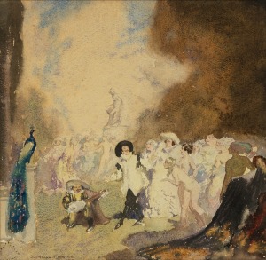 NORMAN LINDSAY (1879-1969), Display, watercolour, signed lower left "Norman Lindsay, 1915", 30 x 30cm, 57 x 55cm overall.