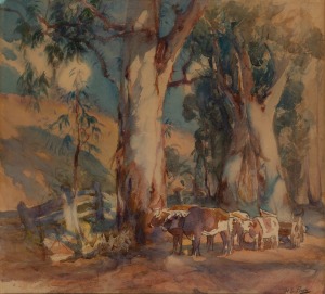 HAROLD SEPTIMUS POWER (1878-1951), Cattle, watercolour, signed lower right "H. S. Power", ​​​​​​​36 x 40cm, 54 x 58cm overall.