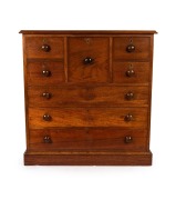 An antique Australian dwarf lum style chest of drawers with well figured cuts of cedar and huon pine secondary carcass timbers, Tasmanian origin, circa 1870, ​​​​​​​94cm high, 91cm wide, 51cm deep