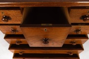 An antique Australian dwarf lum style chest of drawers with well figured cuts of cedar and huon pine secondary carcass timbers, Tasmanian origin, circa 1870, ​​​​​​​94cm high, 91cm wide, 51cm deep - 4