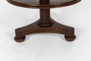 A rare antique Australian cedar graduated circular three tier dumbwaiter with tri-form base, squat bun feet with concealed castors and central column terminating with a cedar acorn finial, circa 1850. Note: This form of dumbwaiter is very seldom seen in A - 3