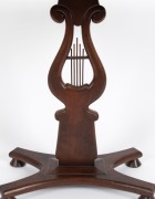 A rare Colonial Australian cedar games table with lyre shaped column and strings of brush cypress pine, with chess board top inlaid with burr cedar and cypress pine, New South Wales origin, circa 1850, 73cm high, 58cm wide, 41.5cm deep. - 4