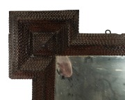 TRAMP ART antique Australian cedar frame fitted with later mirror, circa 1890, ​​​​​​​82 x 68cm overall. - 2