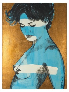 DAVID BROMLEY (1960 - ), (portrait of a woman), acrylic on canvas, signed lower right "Bromley", ​​​​​​​123 x 91.5cm