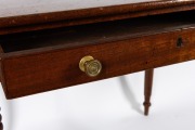 A Colonial Australian cedar single drawer hall table with scratch cock-beaded moulding and brass handles and finely turned mirrored vase tapering legs, Sydney origin, circa 1835, 74cm high, 93cm wide, 58cm deep. - 3