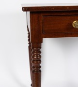 A Colonial Australian cedar single drawer hall table with scratch cock-beaded moulding and brass handles and finely turned mirrored vase tapering legs, Sydney origin, circa 1835, 74cm high, 93cm wide, 58cm deep. - 4