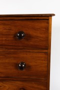A Colonial Australian blackwood three drawer chest with Baltic pine secondary timbers resting on turned vase bun feet, Tasmanian origin, circa 1850, 99cm high, 96cm wide, 48cm deep. - 2