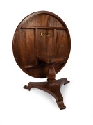 A Colonial Australian cedar circular tilt-top breakfast table with faceted baluster shaped columns, scalloped edge pedestal collar, tri-form platform base with scrolling feet, Sydney origin, circa 1850, 74.5cm high, 126cm diameter. - 3