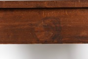 ANDREW LENEHAN of SYDNEY antique Colonial Australian cedar serpentine front two drawer hall table, Sydney origin, circa 1850, with remains of circular paper label and impressed stamp "A. LENEHAN", 71cm high, 120cm wide, 46.5cm deep. - 2