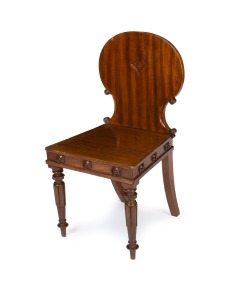 A fine and early Colonial Australian cedar hall chair, Tasmanian origin, circa 1820, 89cm high.