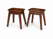 A pair of Colonial Australian cedar postulant stools with square form tapering legs, New South Wales origin, circa 1850, 46cm high, 40cm wide, 28cm deep.