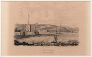 DUMONT D'URVILLE , Vue de Sydney, engraving, housed in attractive Tasmanian birdseye huon pine frame, 10 x 16cm, 24 x 32cm overall. - 2