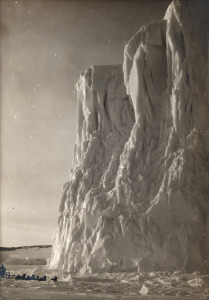TERRA NOVA EXPEDITION: Original silver gelatin photograph, 12 x 16.5cm, numbered '336' in pencil in Herbert Ponting's hand, known to have been titled by Ponting "Point of the Barne Glacier, where it turns round to the Bay before Cape Barne. September 18th