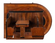 GUY CRICK, cafe diner booth miniature wall mount model crafted from Queensland walnut, Tasmanian oak, fiddleback maple and blackwood, mid 20th century, 50cm high, 65cm wide, 30cm deep.