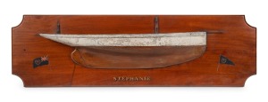 49 · "STEPHANIE" half hull boat model, hardwood and pine with hand-painted finish, Royal Prince Alfred Yacht Squadron, Sydney, 1910, ​​​​​​​26 x 86cm.