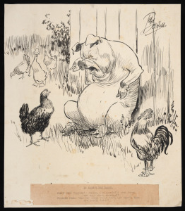 TED SCHOEFIELD (1882-1965) "It Wasn't Her Bacon" original cartoon artwork, circa 1930, 35 x 31cm overall.