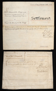 EARLY LAND TRANSACTIONS IN TASMANIA: July 1850 indenture on vellum recording the sale of 10+ acres on Pedder Street, Hobart from Henry Stevenson Hurst, Shirza Hurst and Joseph Allport to George & Margaret Bramwell, signed & sealed and witnessed by all par