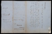 A June 1857 part printed Warrant of Distress, completed in manuscript by John Leslie Stewart, Mayor of Hobart and George Thomas, a Police Constable, in the matter of a debt owed by Michael Driscoll to John Carless, formerly a convict who had arrived aboar - 2