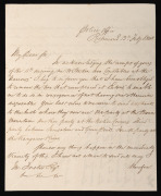 A SHORTAGE OF POLICE IN TASMANIA: February 1843 manuscript letter from the Police Magistrate Charles Schaw, at Richmond Police Office, to the Chief Police Officer, M. Forster in Hobart. Schaw is responding to the instructions he has received to "station t