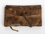 "The Universal Scots Almanack for the Year of our Lord, MDCCLXI" [1761] edited by John Chapman, [Edinburgh : Walter Ruddiman, John Richardson & Co for the Widow of John Chapman] 72pp + blank pages, original card boards bound into an old leather wrap-aroun - 2