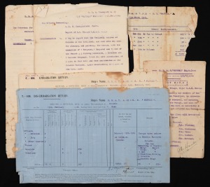 H.M.S. SUFFOLK WW1 transport ship group of documents, some with numerous signatures on the reverse, inspection will reward, circa 1916. (7 items)