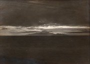 TERRA NOVA EXPEDITION: Original silver gelatin photograph, 16.5 x 11.5cm, numbered '394' in pencil in Herbert Ponting's hand, known to have been titled by Ponting "Midnight Sun effect on Mount Discovery (taken from 1 mile South of Razorback at 11pm). Nove