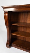 A rare Colonial Australian cedar and blackwood open front bookcase, carved lambs tongue corbels with crossbanded edge and plinth, Tasmanian origin, circa 1835, 102cm high, 121cm wide, 44cm deep. - 2