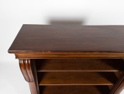 A rare Colonial Australian cedar and blackwood open front bookcase, carved lambs tongue corbels with crossbanded edge and plinth, Tasmanian origin, circa 1835, 102cm high, 121cm wide, 44cm deep. - 3