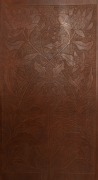 EIRENE MORT (1879-1977) (attributed), antique Australian four-fold screen, timber and embossed leather panels with waratah decoration, circa 1920, 175.5cm high, 194cm wide. - 2