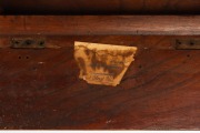 A rare Australian cedar coaching table with cross stretcher folding base, Tasmanian origin, mid 19th century, bearing remnants of a paper label "Lieu. Colonel Reid, Hobart", 70cm high, 86cm wide, 60cm wide when open. - 3