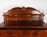 An antique Australian cedar chiffonier with shield doors, turned column supports and cross-banded top shelf, Tasmania origin, circa 1850, unusually large proportions of 153cm high, 122cm wide, 53cm deep. - 2