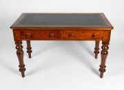 An antique Australian cedar two drawer desk with gilt tooled embossed black leather insert top, 19th century, 77cm high, 122cm wide, 64cm deep - 2