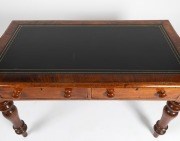 An antique Australian cedar two drawer desk with gilt tooled embossed black leather insert top, 19th century, 77cm high, 122cm wide, 64cm deep - 3