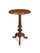 WINKS & HALL (attributed) fine quality New Zealand specimen wood wine table with parquetry starburst top, late 19th century, 78cm high, 51cm diameter