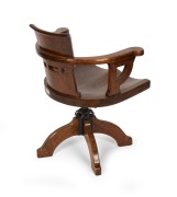 STATE LIBRARY OF VICTORIA antique silky oak revolving armchair from the famed reading room, 19th century, 62cm across the arms - 2