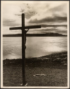 THE B.A.N.Z. ANTARCTIC EXPEDITION: Official original photograph by Captain Frank Hurley: Image A34 - Title: The Calvary erected on the lonely foreshore at Port Jeanne D'Arc,