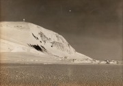 TERRA NOVA EXPEDITION: Original silver gelatin photograph, 16.5 x 11.5cm, numbered '387' in pencil in Herbert Ponting's hand, known to have been titled by Ponting "Hut Point and Vince's Cross, looking South. November 4th 1911".