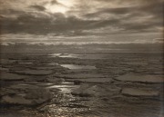 TERRA NOVA EXPEDITION: Original silver gelatin photograph, 16.5 x 11.5cm, numbered '5' in pencil in Herbert Ponting's hand, known to have been titled by Ponting "Evening sky effect in Pack. Dec 9th 1910".