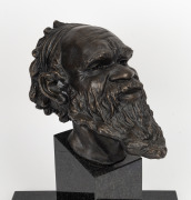 ARTIST UNKNOWN, Aboriginal man, cast bronze and marble, signed (illegible), 42cm high. - 3