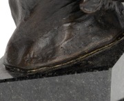 ARTIST UNKNOWN, Aboriginal man, cast bronze and marble, signed (illegible), 42cm high. - 5
