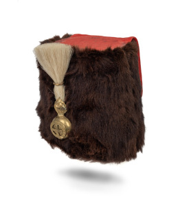 An 1875 Victorian Volunteer Artillery Force busby (often referred to as the "Roo Skin" type).