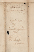 October 1824 manuscript document with cover sheet, headed "A Calendar of Persons tried at the Fourth Sessions of Oyer and Terminer....holden by the Supreme Court...at Fort William in Bengal and for the Town of Calcutta and Factory of Fort William..." in w - 2