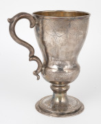 G. COATES & Co. early New Zealand silver presentation cup with engraved decoration and gilt wash interior, engraved "JOHN COLLINS, From His Brother GEORGE On Leaving New Zealand, 26 October, 1865", stamped on the base "G. COATES". G. Coates & Co. was foun - 3