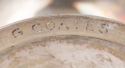 G. COATES & Co. early New Zealand silver presentation cup with engraved decoration and gilt wash interior, engraved "JOHN COLLINS, From His Brother GEORGE On Leaving New Zealand, 26 October, 1865", stamped on the base "G. COATES". G. Coates & Co. was foun - 5