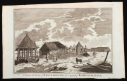 ALASKA & SIBERIA: Two original engraved plates from Anderson's "Cook's Voyages" [1786]: Exact Representation of the INHABITANTS of NORTON SOUND, and of their HABITATIONS, &c." and "A View in the Town of BOLCHERETZK the Capital of KAMTSCHATKA."; both 24 x - 2