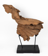 QUEEN VICTORIA AS EMPRESS OF INDIA: Ship's figurehead, carved teak displayed on bespoke metal stand, Indian origin, 19th century, 73cm long, 77cm high overall. - 4