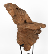 QUEEN VICTORIA AS EMPRESS OF INDIA: Ship's figurehead, carved teak displayed on bespoke metal stand, Indian origin, 19th century, 73cm long, 77cm high overall. - 5