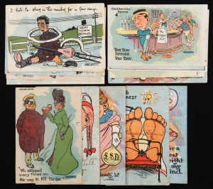 FRED BOOTY - ARTIST: Group of fifteen c. 1906 humorous illustrated postcards, of which four are unused; several with sporting themes. (15 items)
