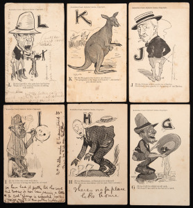 GEORGE TAYLOR - ARTIST: Group of c.1900s Alphabet Series postcards, comprising a complete series of the letters G (Gold) through to L (Larrikin). (6 items)